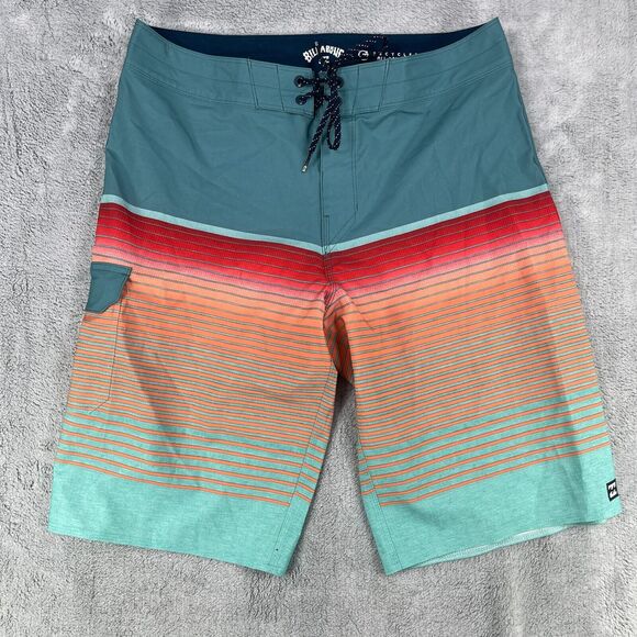 Billabong Other - Billabong Board Shorts Men 32 Teal All Day Pro Recycler Striped Performance Surf